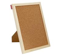 Memobe Tablón de Anuncios de Corcho 30 x 21 cm - Marco de Madera - Placa para Colgar Fotos, Notas - Superficie Natural - Pared de Corcho