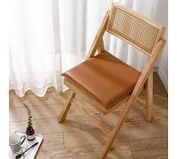 MemoFoam - Cojín de asiento antideslizante de piel sintética para patio, comedor, oficina, impermeable, cuadrado, marrón, 45 x 45 x 4 cm