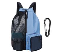 MEMOFYND 1 Bolsa De Natación Con Cordón Y 1 Mosquetón, Mochila De Playa, Bolsa De Gimnasio De Malla, Mochila De Natación Con Cordón Para Natación, Escalada, Fitness (Azul Claro)