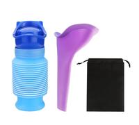 MEMOFYND 1 botella de orinal portátil con 1 embudo, 1 bolsa de almacenamiento, botella de orina telescópica, urinario de emergencia a prueba de fugas para hombres y mujeres, inodoro portátil