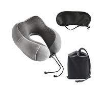 MEMOFYND 1 cojín cervical de viaje de espuma viscoelástica con máscara para los ojos, bolsa de almacenamiento, cojín semicircular, cojín para sentarse, cojín para siesta, adecuado para trabajadores de