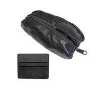 MEMOFYND 1 Monedero de Cuero con 1 Portatarjetas de Cuero, Herramienta de Almacenamiento Portátil, Mini Monedero, Bolsa para llaves Simple (Negro)., Negro , 7*11 cm
