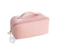 MEMOFYND 1 Neceser de Mujer de Gran Capacidad, Estuche de cosméticos portátil con Compartimentos, Estuche de Piel Rosa, Accesorios de Viaje multifuncionales, con 1 Colgante de Gato.