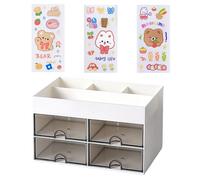 MEMOFYND 1 organizador de escritorio con 3 pegatinas de bricolaje, cajón de almacenamiento de escritorio, organizador fijo, accesorios de escritorio, organizador de cajones.