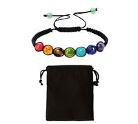 MEMOFYND 1 pulsera de piedras de la suerte con 1 bolsa de almacenamiento de terciopelo, pulsera de equilibrio de yoga y pulsera de difusión