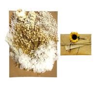 MEMOFYND 1 ramo de flores secas artificiales con 1 tarjeta de felicitación, ramo mixto, decoración de flores preservadas, para álbumes de recortes, fundas de teléfono móvil, manualidades