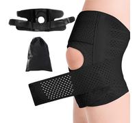 MEMOFYND 1 rodillera ajustable con 1 bolsa de almacenamiento, rodillera, rodilleras elásticas suaves, rodilleras deportivas ajustables, rodilleras ortopédicas, adecuadas para deportes, fitness (negro)