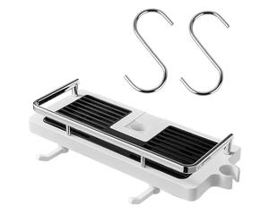 MEMOFYND 1 soporte para ducha con 2 ganchos tipo S, estante para ducha sin perforación, jabonera colgante, estante de baño ajustable, apto para champú, jabón, gel de ducha