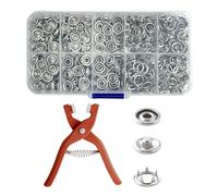 MEMOFYND 100 pares de botones a presión de metal con 1 pinza de presión para coser ropa, cuero, pantalones vaqueros