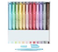 MEMOFYND 12 subrayadores de doble cara, juego de colores, material escolar, adecuado para notas y dibujo