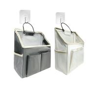 MEMOFYND 2 bolsas de almacenamiento colgantes con 2 ganchos para colgar en el baño, organizador de pared, organizador de baño para colgar, bolsas colgantes para almacenamiento de ropa (crema, gris)