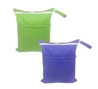 MEMOFYND 2 bolsas de pañales impermeables, bolsa de almacenamiento de cosméticos, separación de ropa seca y húmeda, adecuada para natación, viajes y uso doméstico (verde, morado), Hierba Verde