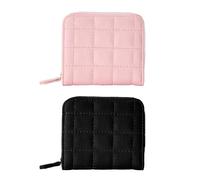 MEMOFYND 2 Carteras A Cuadros, Lindas, Portátiles, Simples, para Damas Y Niñas, Billetera con Cierre De Hebilla Corta, Bolsa para Tarjetas, Adecuada para IR De Compras, Cenar, Viajar (Rosa Y Negro)