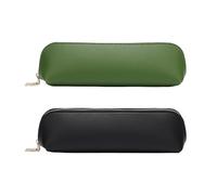 MEMOFYND 2 estuches de cuero, estuche delgado, estuche pequeño, estuche pequeño ultrafino, bolsa de almacenamiento pequeña, bolsa de cosméticos (verde, negro), verde, Estuche para