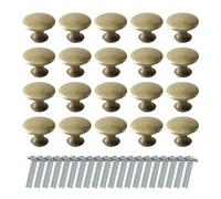 MEMOFYND 20 manijas de puerta de armario de color latón con tornillos, accesorios de decoración de cajones, manijas de un solo agujero, pomos de muebles retro, pomos redondos de gabinete (21 x 30 mm)