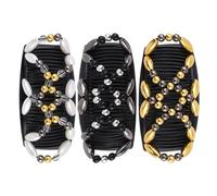 MEMOFYND 3 Peinetas de perlas para el pelo, peine versátil para mujer, peine para moño, pinza elástica, adecuado para crear diferentes peinados (negro, blanco, dorado)