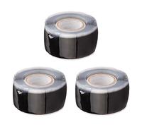 MEMOFYND 3 piezas de cinta aislante de silicona, cinta de silicona autofusible, cinta de reparación de electricistas multiusos para cables, tuberías, fugas de tuberías de agua (negro)