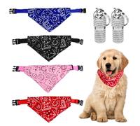 MEMOFYND 4 bufandas para mascotas con 2 colgantes de mensaje,pañuelo triangular para mascotas,pañuelo ajustable para el cuello para mascotas,pañuelo para el cuello de perro de Halloween,lindo patrón