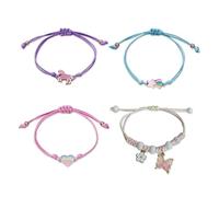 MEMOFYND 4 Pulseras Coloridas para Niños, de Animales de Dibujos Animados, de la Amistad, Trenzadas Ajustables - Adecuadas para Regalos de Cumpleaños y Vacaciones