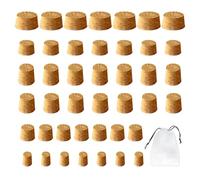 MEMOFYND 42 Tapones de Corcho para Botellas en Varios Tamaños con Bolsa de Almacenamiento, de Madera, para Manualidades (6 Tamaños)