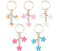 MEMOFYND 5 llaveros de flores para mujer, diseño de flor con hebilla de metal, para accesorios de bolso, llavero (5 colores), Rosa., Talla única