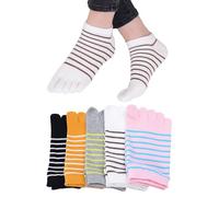 MEMOFYND 5 Pares de Calcetines con Dedos para Correr, de Cinco Dedos, Tabi a Rayas, de Moda, Mini Redondos, para Niñas y Mujeres