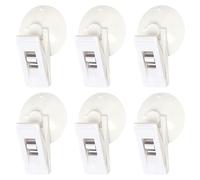 MEMOFYND 6 ganchos blancos con ventosas, clips fijos, soportes para billetes de estacionamiento, pinzas de ventosa, clips transparentes para coche