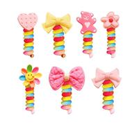 MEMOFYND 7 Coleteros de Colores Con Cable Telefónico, Gomas Para el Pelo en Espiral y de Plástico, Soporte Para Coleta, Para Niñas