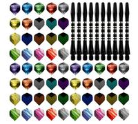 MEMOFYND Alas de dardos de 60 piezas con ejes de dardos negros de 10 piezas, juego de accesorios de dardos, juego de dardos de plástico, 3 multicolor, adecuado para juegos de dardos.