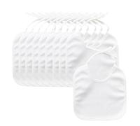 Memofynd - Baberos blancos para niños (18 x 18 cm), bufanda impermeable, triángulo para bebés, toalla impermeable, talla única, Blanco., Talla única