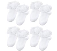Memofynd - Calcetines de encaje con volantes, calcetines de ballet para niñas de 4 a 8 años (blanco), color blanco, blanco, 12-17 Große Größen