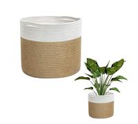 MEMOFYND Cesta de almacenamiento tejida de 1 pieza, cubierta para macetas de flores, cesta de almacenamiento plegable, cesta para ropa sucia, caja de snacks, adecuada para macetas y decoración del