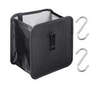 MEMOFYND Cubo de basura pequeño para coche, con 2 ganchos en forma de S (negro)