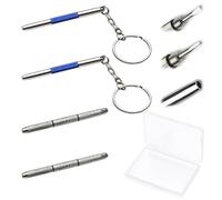 MEMOFYND Destornillador de 4 piezas con estuche de almacenamiento de 1 pieza, mini destornillador para gafas, juego de reparación de precisión, mini destornilladores de precisión, llavero
