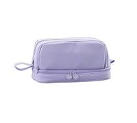 MEMOFYND - Estuche para lápices multicapa de lona, bolsa de almacenamiento portátil (violeta/lila), 22 x 10 x 9,5 cm