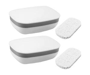 MEMOFYND - Jabonera de 2 piezas con almohadillas, caja de almacenamiento antifugas, tapa y portátil