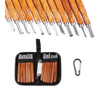 MEMOFYND Juego de 12 herramientas para tallar madera y 1 mosquetón negro, juego de manualidades para tallado de madera, frutas, verduras y tallado de cera