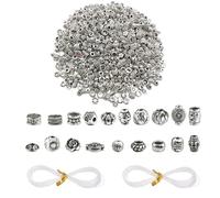 MEMOFYND Juego de 209 cuentas de pulsera, con 2 rollos de cuerda de cuentas, cuentas espaciadoras de pulsera, accesorios de joyería vintage, accesorios de pulsera, adecuados para hacer joyas, collares