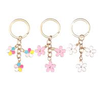 MEMOFYND Juego de 3 llaveros de flores para mujer, colgantes de mano lindos, hebillas de metal con flores, adecuados para accesorios de bolso, llaveros (rosa, blanco, color), Rosa., Talla única