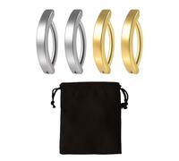 MEMOFYND - Juego de 4 anillos de ombligo de acero inoxidable, 1 bolsa de terciopelo negro, anillos curvados invertidos, con clip en el ombligo, para niñas y mujeres, conjunto de joyas de ombligo