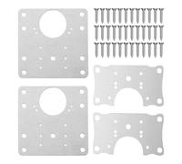 MEMOFYND Juego de 4 placas de reparación de bisagras de acero inoxidable con 24 tornillos, soportes de reparación de bisagras, estilo moderno, color plateado