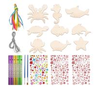 MEMOFYND Juego de 9 carillones de viento de animales marinos,decoración creativa colgante de dibujos animados para exteriores, creativo de carillones de viento,pintura de animales marinos de madera