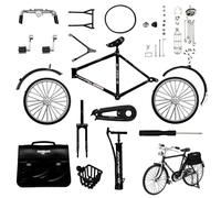 MEMOFYND - Kit de modelo de bicicleta retro de 1 pieza, réplica clásica de bicicleta de dedo, viene con bomba, cesta y maletín, apto para adultos y niños