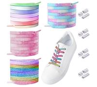 Memofynd - Lote de 4 pares de cordones de colores, sin corbata, elásticos con hebilla de metal, universales para zapatos de lona, zapatos de deporte, botas, multicolor, 120