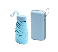 MEMOFYND Mini Paraguas Compacto de Viaje Con Caja de Almacenamiento - A Prueba de Viento, Plegable, Portátil - Azul Cielo/Celeste, S