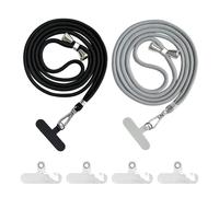 MEMOFYND Pack de 2 cordones para teléfono móvil con 4 parches transparentes, cadena universal para teléfono móvil, correa ajustable para teléfono móvil