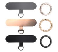 MEMOFYND Pack De 3 Almohadillas Metálicas Para Celular Con 3 Hebillas Circulares, Cadena Para Celular, Funda Universal Para Celular (Oro Rosa, Plata, Negro)