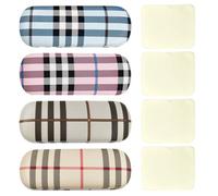 MEMOFYND Paquete de 4 fundas rígidas para gafas con 4 piezas de paño para gafas, caja de almacenamiento para gafas de sol, funda impermeable para gafas, adecuada para hombres y mujeres, multicolor