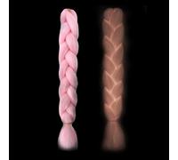 MEMOFYND Pelucas de color Rosa brillante de 60 cm que brillan en la oscuridad, extensiones de peluca trenzada, trenza, peluca trenzada, peluca