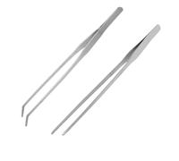 MEMOFYND Pinzas profesionales de acero inoxidable, pinzas dentadas curvas precisas, codos y cabeza recta 27 cm, adecuadas para cocinar alimentos, trabajos industriales y alimentación animal.